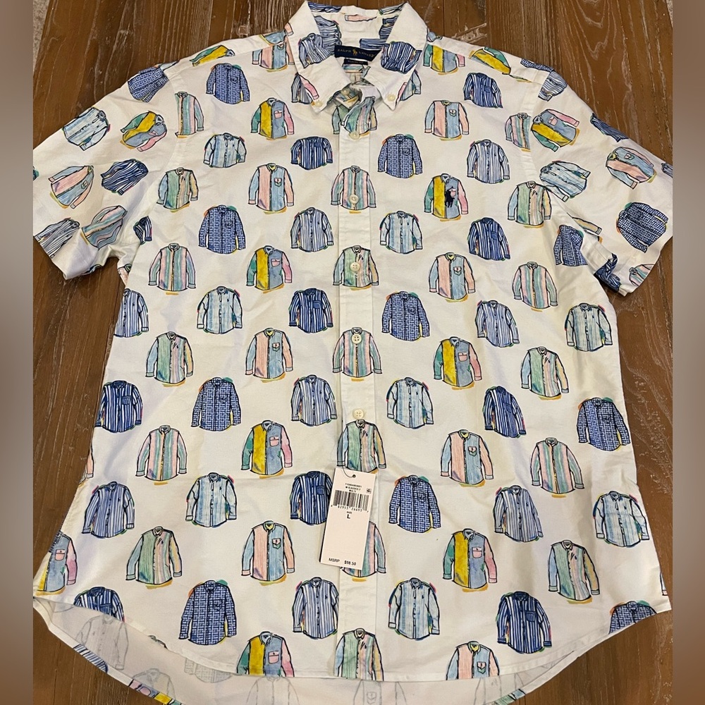 Polo Ralph Lauren Shirt All Over print Cotton Oxford Button-up NWT